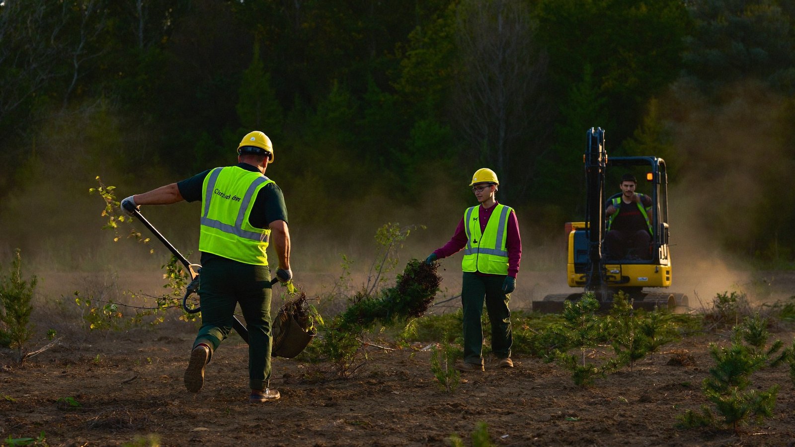 Meta Tree Service crew clearing a lot with heavy equipment