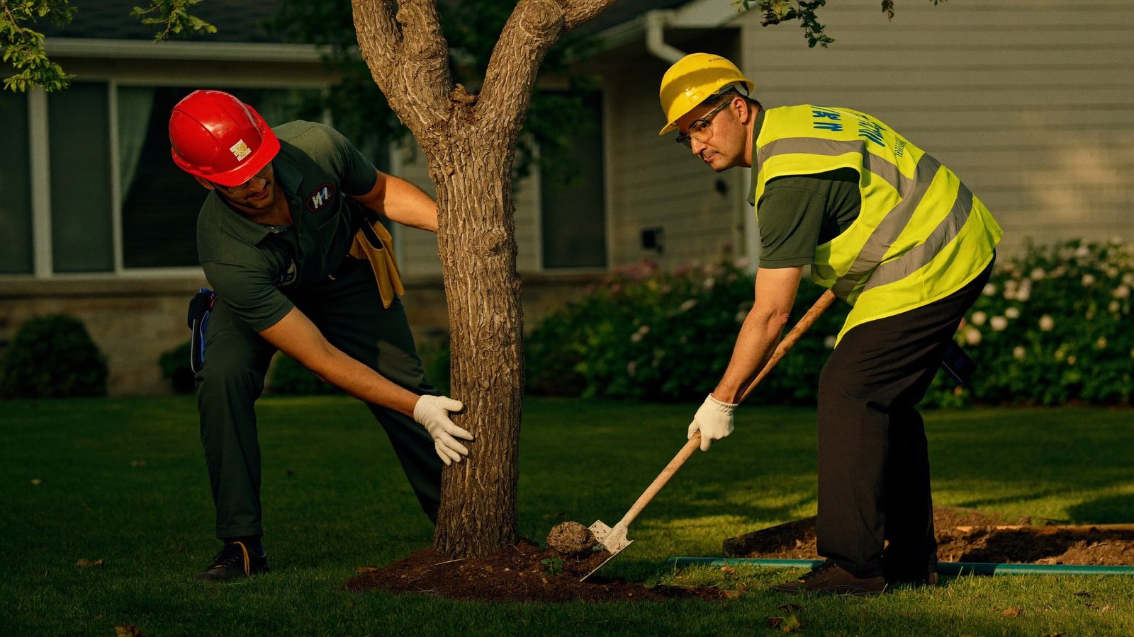 Meta Tree Service crew planting a young tree